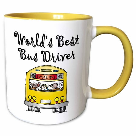3dRose Worlds Best Bus Driver. - Two Tone Yellow Mug, (Best Driver In World)