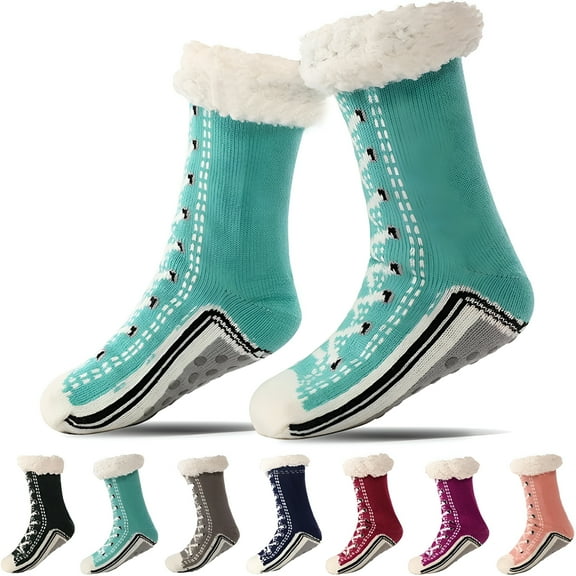 TELOLY Ultra-thick Slipper Home Socks, Soft Fuzzy Non-Slip Socks, Slipper Socks with Grips for Women & Men