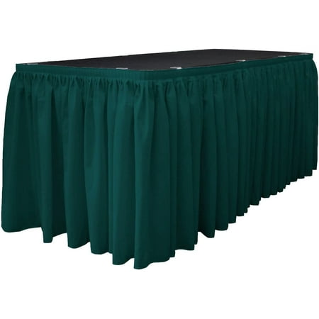 

Polyester Poplin Table Skirt for Rectangle Tables Pleat Fabric for Wedding Banquet Trade Show 21-Foot by 29-Inch Long with 15 L-Clips Brown