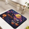 thumbnail image 3 of Halloween Horror Orange Pumpkin Spooky Castle Dish Drying Mat Coffee Bar Mat Non Slip Foldable Washable 18x24 Inch Inch Dry Pad for Coffee Tableware Sink Countertop, 3 of 7