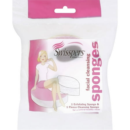 Swisspers Facial Cleansing Sponges, 2 count