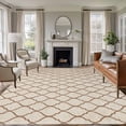 thumbnail image 3 of Beige Morocco Pattern Area Rug 5x7 FT, Non Slip Bedroom Throw Carpet, Modern Moroccan Geometric Abstract Art Washable Soft Floor Carpet Non-Shedding Rug for Dining Room Bedside Classroom Desk, 3 of 9