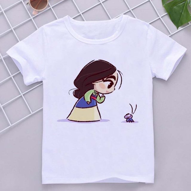 Disney Child Mermaid Princess Kawaii Printed T-shirt Baby Girl Soft Cartoon Clothing Cute Graphic Tops Kids Funny Tees DropshipHight 100-(4-5T) Gao Jinjia LED