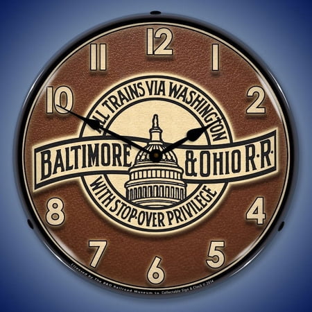 B&O Railroad 3 Wall Clock, Lighted