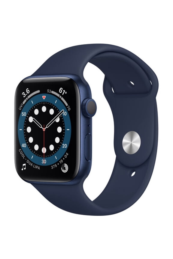Restored Apple Watch Series 6 (GPS, 44mm) - Blue Aluminum Case - Deep Navy Sport Band (Refurbished)