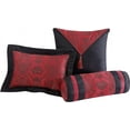 thumbnail image 5 of Chezmoi Collection Dynasty 7-Piece Jacquard Oriental Comforter Set, King, Red/Black, 5 of 5