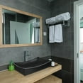 thumbnail image 3 of Aquaterior 26" Black Rectangle Bathroom Vessel Sink Above Counter Porcelain Pop up Drain, 3 of 10