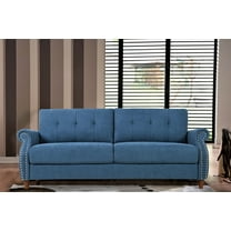 US Pride Furniture Matsuko 79.53" Rolled Arm Polyester Sofa, Ocean Blue