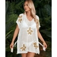 thumbnail image 3 of Swimsuit Cover Up for Women Cute Floral Crochet Beach Cover Up Loose Batwing Sleeve Swim Bathing Suit Cover Ups with Side Split Shermie, 3 of 6