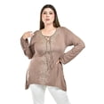thumbnail image 4 of Blusa con detalles bordados Roman Fashion /Tallas Extras, 1-205N (Cafe) cafe 42, 4 of 5