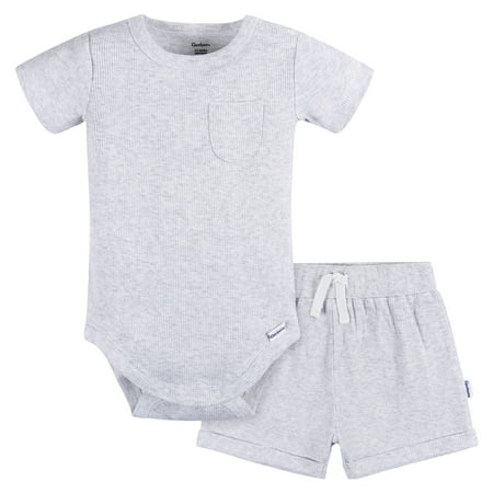 Gerber Baby Boy Top and Short Outfit Set, 2-Piece, Sizes Newborn - 24 Months
