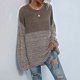 thumbnail image 2 of Tops básicos para mujer,Camisa de punto patchwork para mujer, top informal de manga larga, mezcla de poliéster, corte holgado, cuello redondo, para usar en casa, sopatenor, 2 of 9