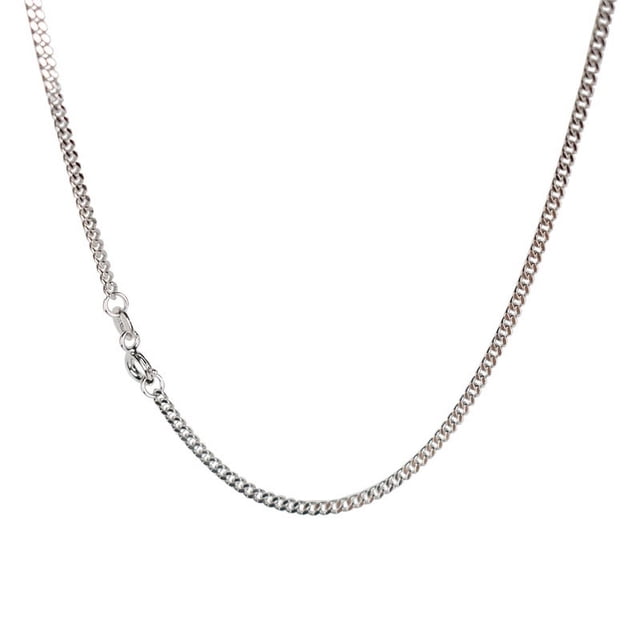 Cadena Cuba de Plata Collar de Plata 925 Cadena Lateral Flor de Coche Cadena Cubana Cadena Verbal Cadena de Platino Plateada