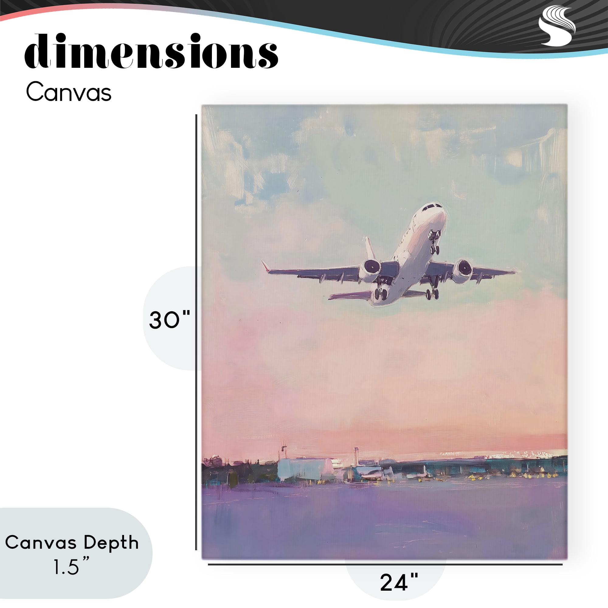 Stupell Industries Airplane Takeoff into Pastel Skies Canvas Wall Art, design by The Prints Vibe