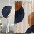 thumbnail image 4 of Brown Navy Blue Shower Curtain Set - 48" x 72" Washable Bathtub Curtain with 12 Hooks, Modern Abstract Art Geometric Waterproof Fabric Stall Shower Curtains for Bathroom/Bathtub Décor, 4 of 6