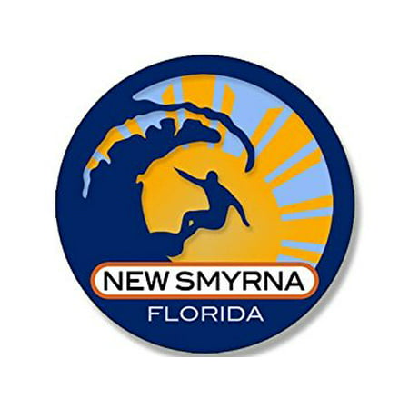 Round Surfer On Wave NEW SMYRNA Florida Sticker Decal (surfing surf retro beach) 4 x 4 (Best Waves In Florida)