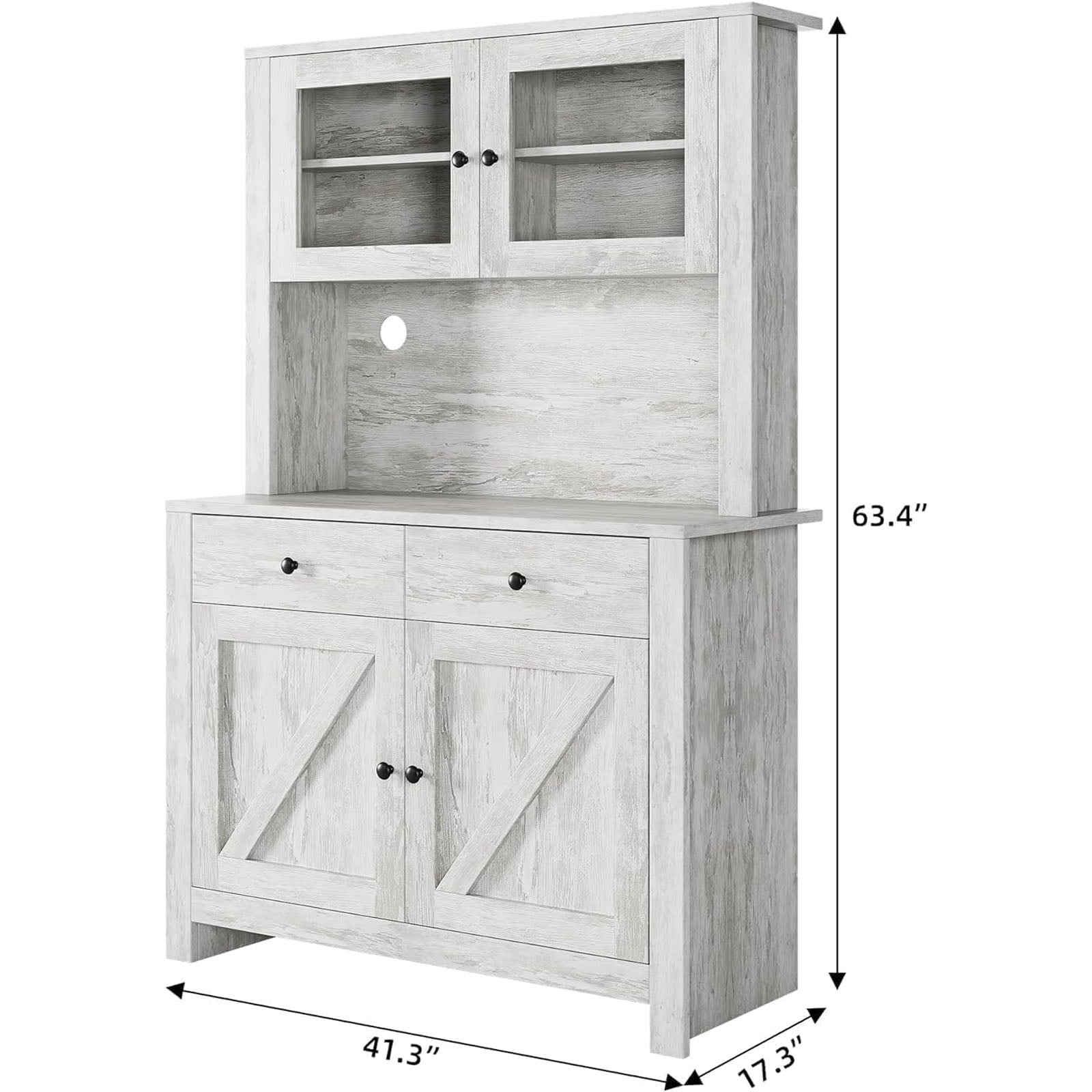 Kitchen Pantry Cabinet with Microwave Stand, Freestanding Hutch Cabinet with Buffet Cupboard, Tall Storage Cabinets with Adjustable Shelves for Kitchen, Dining Room