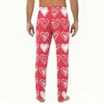 thumbnail image 5 of Men's Drawstring Pocket Cuffed Casual Pants, Valentine's Day Print Home Sleep Pants for Gift, Holiday and Relaxation,Red,M, 5 of 7