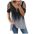 thumbnail image 2 of DondPO Tshirts Shirts for Women Short Sleeve Shirts Women TopsShort Sleeve Daily Loose Blouses Tops Womens Tops Graphic Tees Grey S, 2 of 7