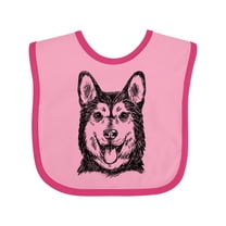 Inktastic Siberian Husky Sketch Portrait Boys or Girls Baby Bib