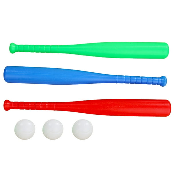 1 juego de béisbol de plástico, el mejor juego de béisbol deportivo, juguetes educativos para niños pequeños (color aleatorio, 3 bates + 3 pelotas de béisbol)