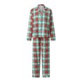 thumbnail image 2 of Christmas Family Pajamas Matching Sets Button Down Plaid Holiday Family Pajamas, 2 of 10