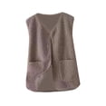 thumbnail image 1 of Chaleco polar para mujer, ligero, moderno, suave, con bolsillos, cálido, de un solo pecho. Caqui, 1 of 9