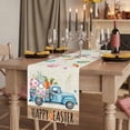 thumbnail image 2 of Table Runners 72 Inches Long Dress Scarves, Easter Farmhouse Kitchen Table Runner, Coffee Tablerunners, Blue Truck Eggs Bunny Vintage Art 14x72 Inch, 2 of 9