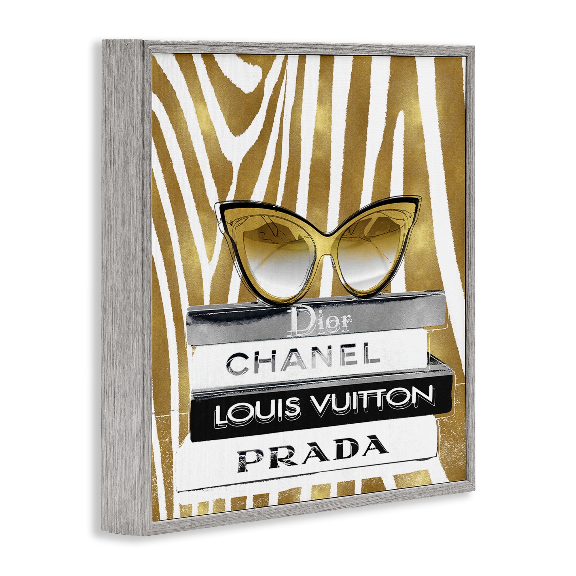 Stupell Industries Zebra Stripes Fashion Books Beauty & Fashion Painting Gray Framed Art Print Wall Art, 24 x 24