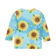 thumbnail image 4 of CCRFTGI Cute Shirts for Girls Size 6 Summer 3/4 Sleeve Sunflower Graphic Printed Tee Tops Casual Loose Comdy Girls Clothes Crew Neck Shirts Sky Blue 3-4 Years, 4 of 4
