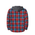 thumbnail image 4 of GrmtClth Plaid Tartan Flannel Hoodie Jacket Men Long Sleeve Button‑Down Shirt Grey Contrast Hood Pocket Casual Fall Travel Wear, 4 of 5