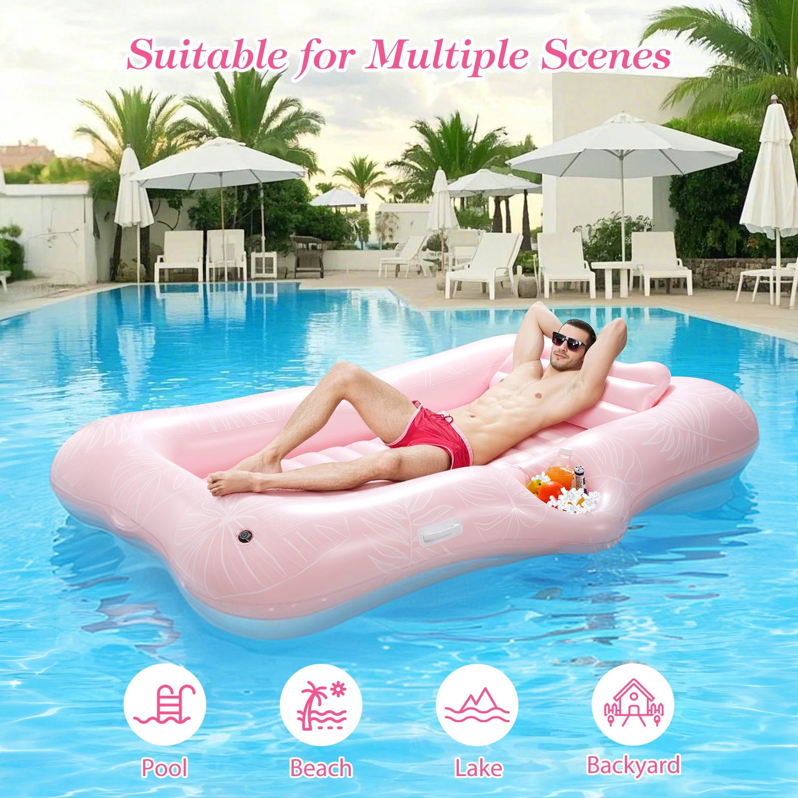 MoKo Tanning Pool Floats Adult, Water Filled Tanning Bed Inflatable Lounger Pool Raft Toys Blow Up Pool for Backyard Lake Beach