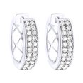 thumbnail image 2 of AFFY Round Cut White Natural Diamond Hoop Earrings In 14k White Gold, 2 of 2