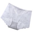 thumbnail image 4 of Bragas de encaje Mujeres Sexy Hollow Seamless Briefs Cintura media Levantamiento de cadera Ropa interior transpirable, Blanco, L sidaley AP001201-01B, 4 of 7