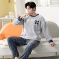thumbnail image 1 of Conjunto de pijama de franela de manga larga para hombre, ropa de dormir de terciopelo Coral, holgada, coreana, invierno, 2022, 1 of 4