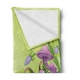 thumbnail image 2 of Mushroom Soft Flannel Fleece Blanket, Magic Landscape with Mushrooms Flowers in the Fresh Forest Ferns Cartoon Print, Cozy Plush for Indoor and Outdoor Use, 50" x 60", Green Purple, by Ambesonne, 2 of 5