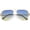 Gold / Blue Yellow, variant on Modern Aviator Sunglasses Open Metal Double Crossbar Gradient Flat Lens 55mm (Gold / Purple Yellow)
