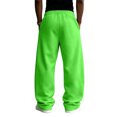 thumbnail image 4 of Mens Baggy Wide Leg Fleece Sweatpants, Elastic Drawstring Waist American Style Oversized Straight Leg Casual Lounge Trousers Green M, 4 of 5
