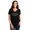 thumbnail image 2 of Peachy Keen Women's Fashion Relaxed V-Neck T-Shirt Tee Heather Black Large, 2 of 5