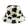 thumbnail image 2 of D-GROEE Winter Bucket Hats for Women Flower Pattern Plush Warm Soft Comfortable Cap Fisherman Hat, 2 of 8