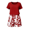 thumbnail image 4 of Enjoytime Summer Outfits for Women Solid Short Sleeve Tops with Print Shorts 2 Piece Sets Business Casual Travel Matching Clothing, 4 of 6