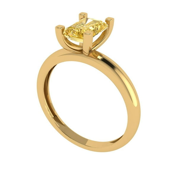 3.84ct emerald cut yellow moissanite 14k yellow gold engraving statement Bridal Wedding halo Designer Ring size 10.25