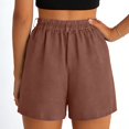 thumbnail image 4 of Summer Womens Shorts Fashion Shorts For Women High Waisted Cuffed Back Elastic Waistband Pleated Linen With Pockets Pants For Women, 4 of 6