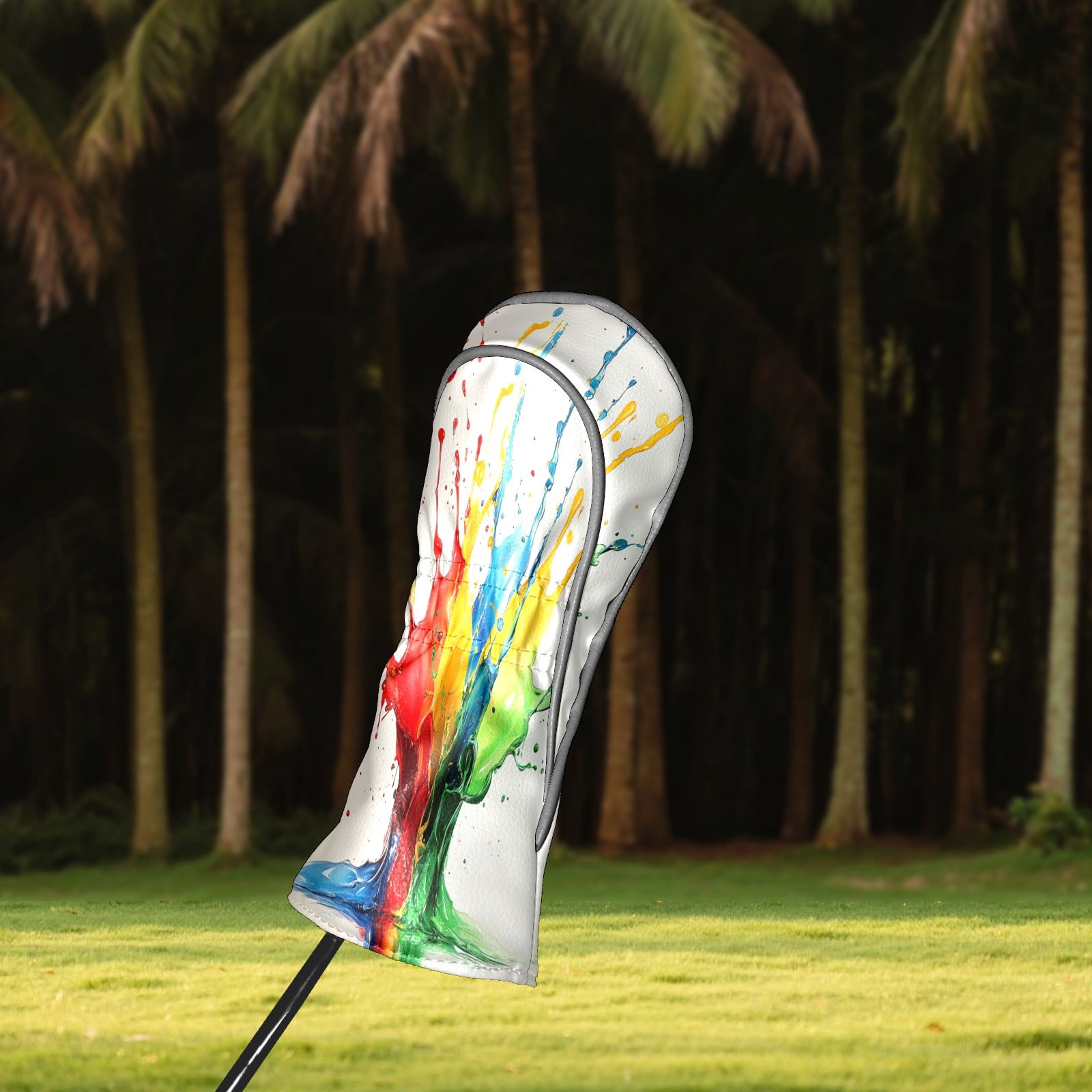 Golf Head Covers Pigment Tie-dye Design for Driver, Wood & Hybrid, Premium Waterproof PU Leather with Plush Lining, Unique Golf Gifts