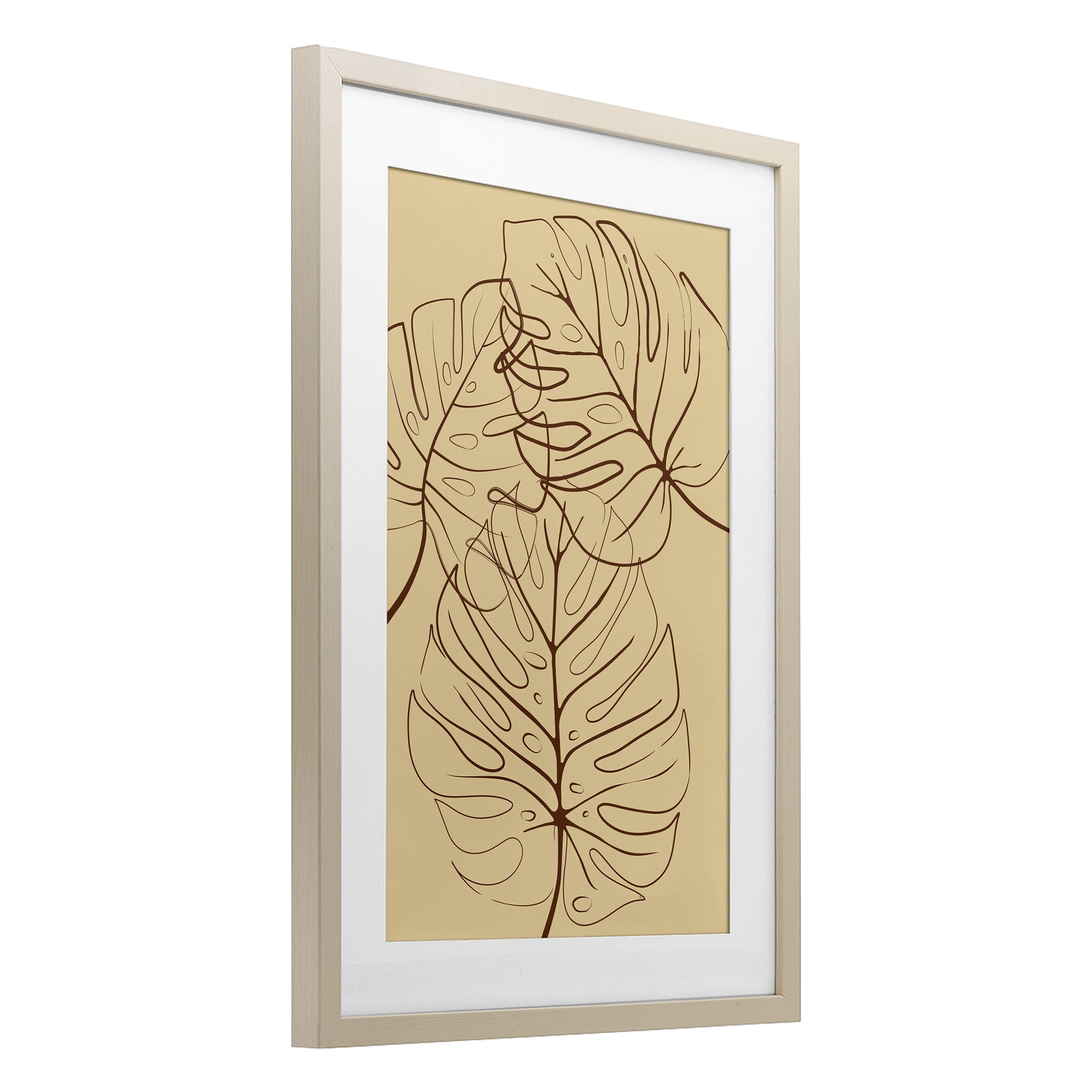 Stupell Industries Autumn Monstera Leaf Contour Birch Framed Print Under Glass, design by Martina Pavlova