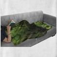 thumbnail image 6 of Waterfall Soft Flannel Fleece Blanket, Spring Season Waterfall Hidden in Forest with Botanic Blossoms and Sunshine, Cozy Plush for Indoor and Outdoor Use, 50" x 60", Green and White, by Ambesonne, 6 of 6