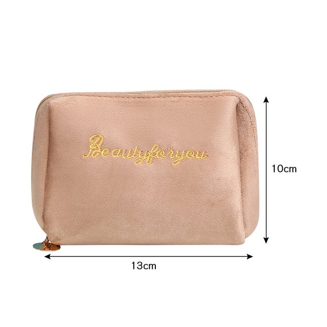 Bolsas de maquillaje de terciopelo con cremallera Caja de maquillaje de mujer para viajes femeninos (Caqui) Ndcxsfigh Cuidado Belleza