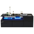 thumbnail image 4 of Noble House High Gloss Coffee Table,Open Storage with LED Lights,Black, 4 of 9