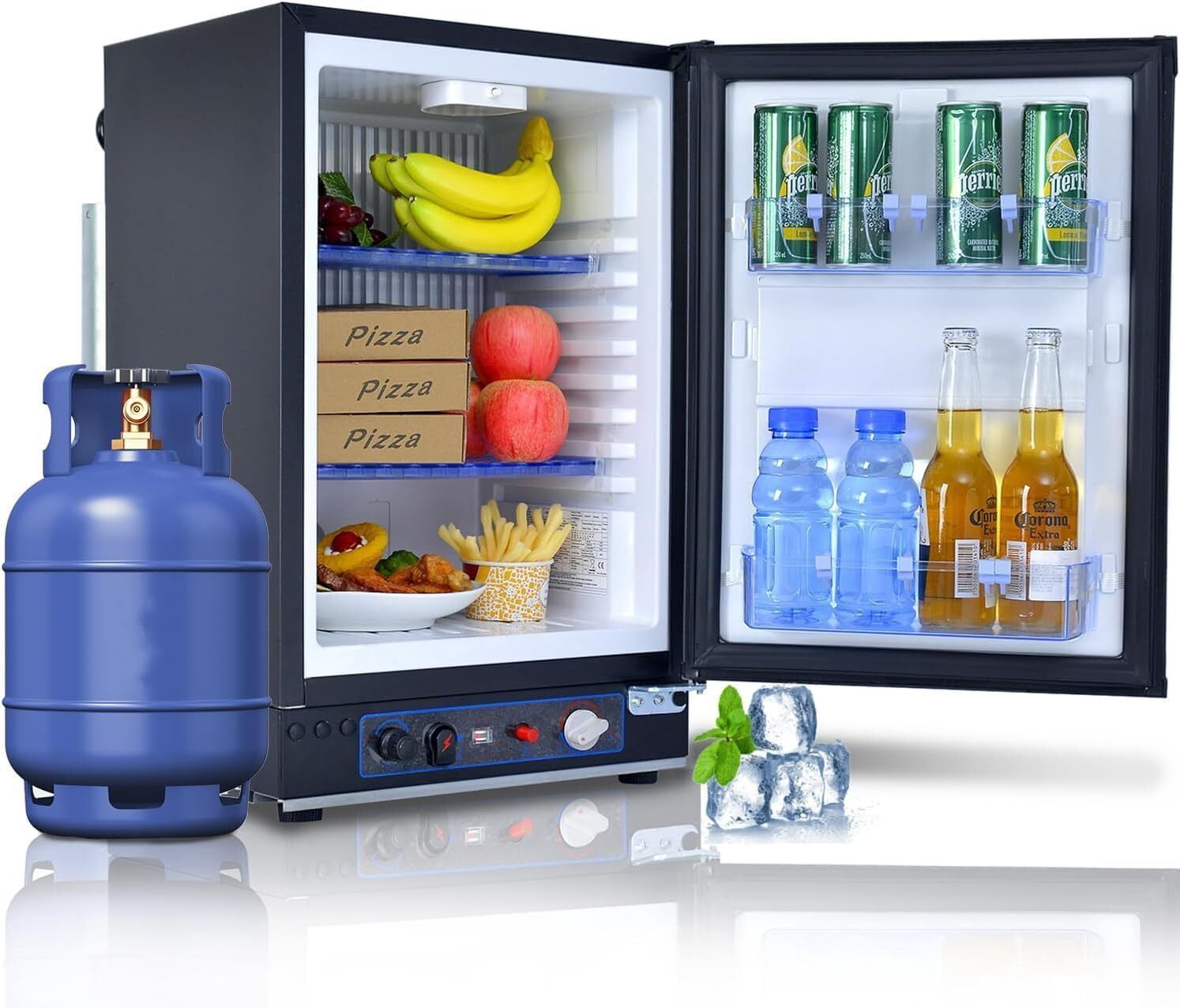 SMAD 1.4 Cu ft Compact Propane Refrigerator AC 110V DC 12V Gas Quiet RV Campervan Fridge