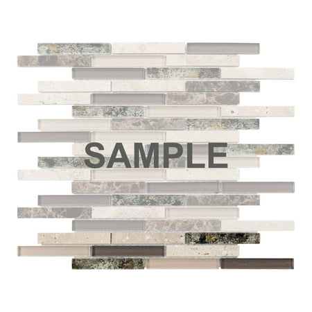 Sample - Travertine Brown Emperador Dark Marble Stone Beige Glass Brick Joint Mosaic Tile